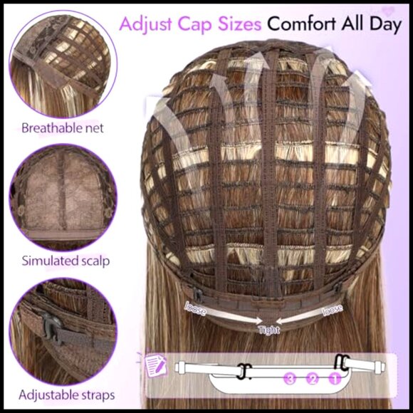 Synthetic Wig with Bangs Glueless Realistic Scalp Face-Framing Layers Everyday main image 7